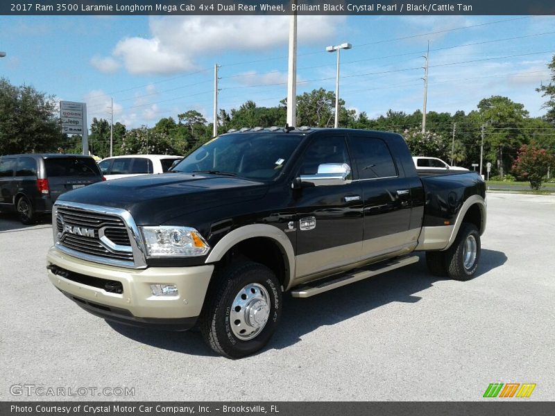 Brilliant Black Crystal Pearl / Black/Cattle Tan 2017 Ram 3500 Laramie Longhorn Mega Cab 4x4 Dual Rear Wheel
