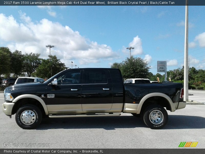 Brilliant Black Crystal Pearl / Black/Cattle Tan 2017 Ram 3500 Laramie Longhorn Mega Cab 4x4 Dual Rear Wheel