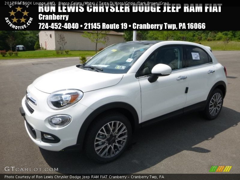 Bianco Gelato (White) / Testa Di Moro/Grigio (Dark Brown/Gray) 2017 Fiat 500X Lounge AWD