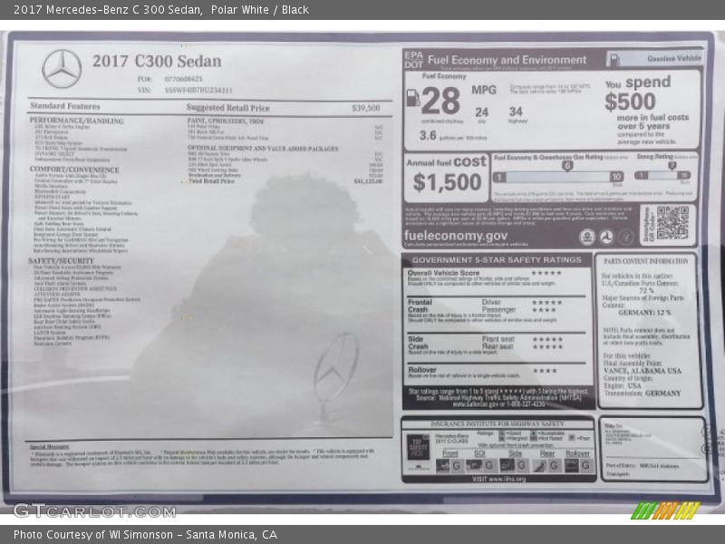 Polar White / Black 2017 Mercedes-Benz C 300 Sedan