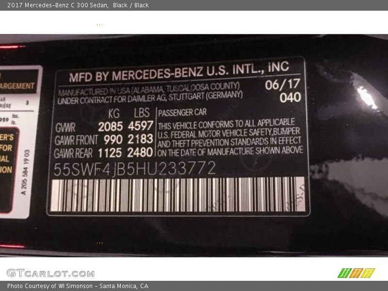 Black / Black 2017 Mercedes-Benz C 300 Sedan
