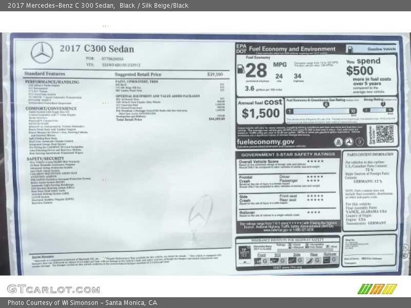 Black / Silk Beige/Black 2017 Mercedes-Benz C 300 Sedan