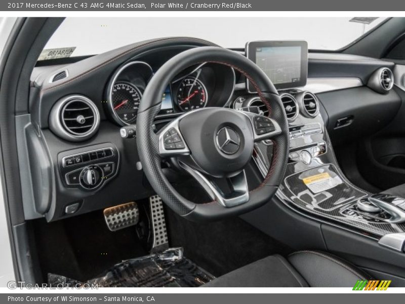 Polar White / Cranberry Red/Black 2017 Mercedes-Benz C 43 AMG 4Matic Sedan