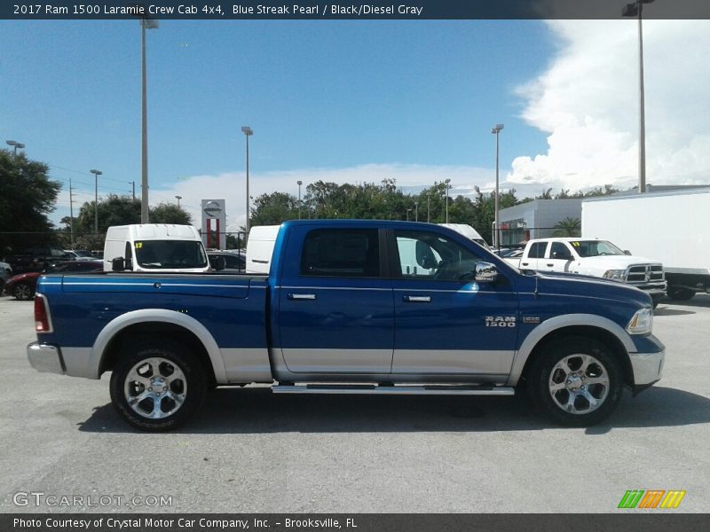 Blue Streak Pearl / Black/Diesel Gray 2017 Ram 1500 Laramie Crew Cab 4x4