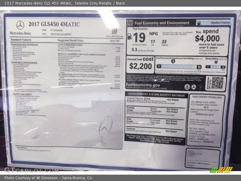 Selenite Grey Metallic / Black 2017 Mercedes-Benz GLS 450 4Matic