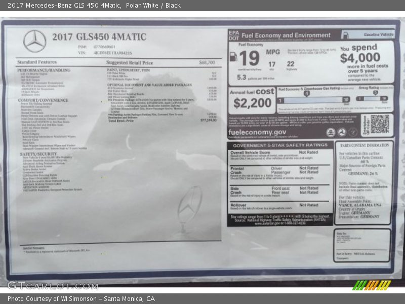 Polar White / Black 2017 Mercedes-Benz GLS 450 4Matic