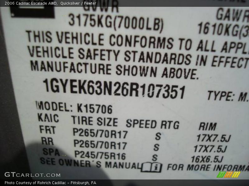 Quicksilver / Pewter 2006 Cadillac Escalade AWD