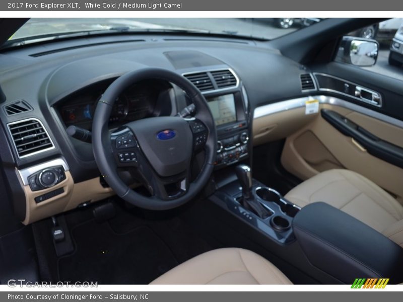 White Gold / Medium Light Camel 2017 Ford Explorer XLT