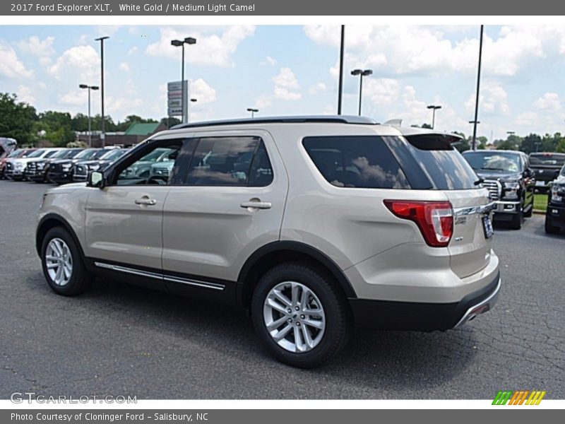 White Gold / Medium Light Camel 2017 Ford Explorer XLT
