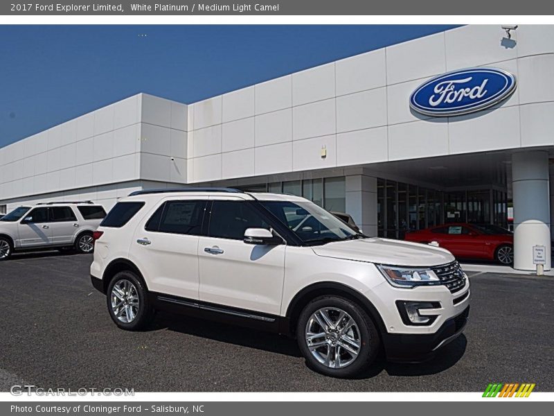 White Platinum / Medium Light Camel 2017 Ford Explorer Limited