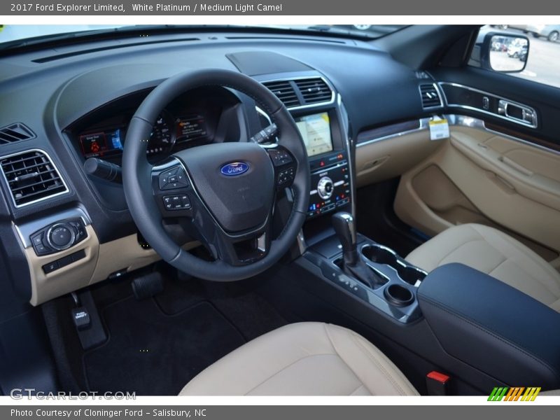 White Platinum / Medium Light Camel 2017 Ford Explorer Limited