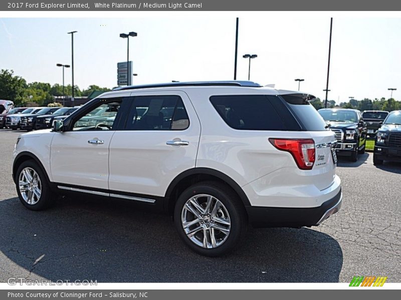 White Platinum / Medium Light Camel 2017 Ford Explorer Limited