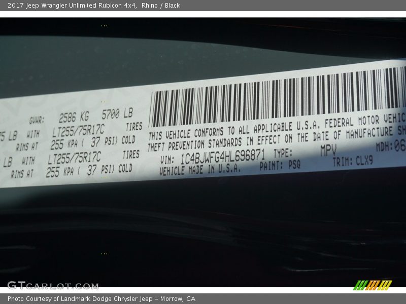 Rhino / Black 2017 Jeep Wrangler Unlimited Rubicon 4x4