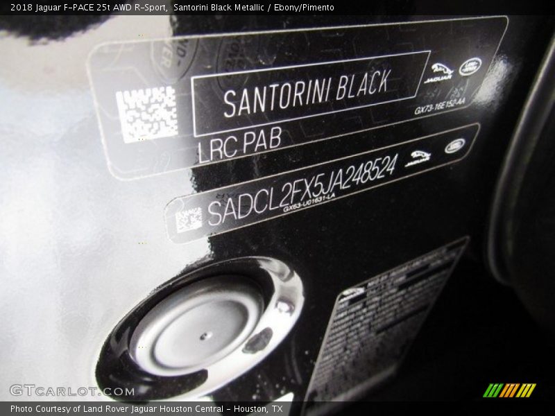Santorini Black Metallic / Ebony/Pimento 2018 Jaguar F-PACE 25t AWD R-Sport