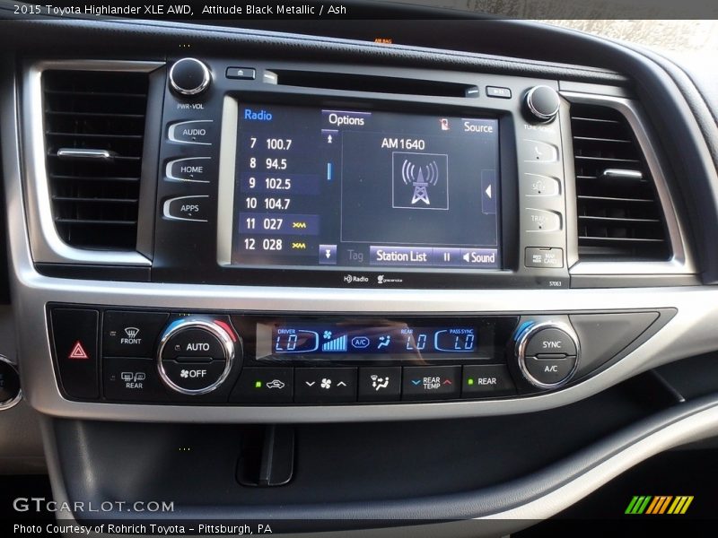 Attitude Black Metallic / Ash 2015 Toyota Highlander XLE AWD