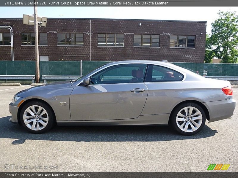 Space Gray Metallic / Coral Red/Black Dakota Leather 2011 BMW 3 Series 328i xDrive Coupe