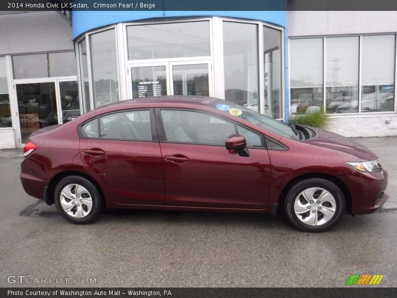 Crimson Pearl / Beige 2014 Honda Civic LX Sedan