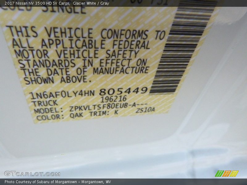 Glacier White / Gray 2017 Nissan NV 3500 HD SV Cargo
