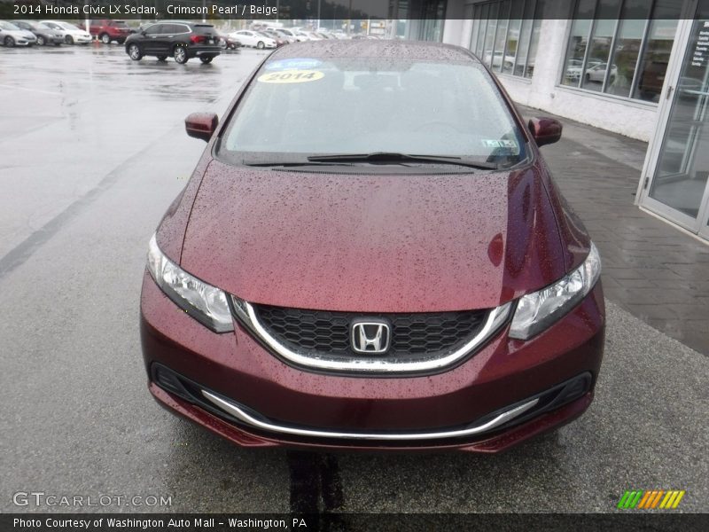 Crimson Pearl / Beige 2014 Honda Civic LX Sedan