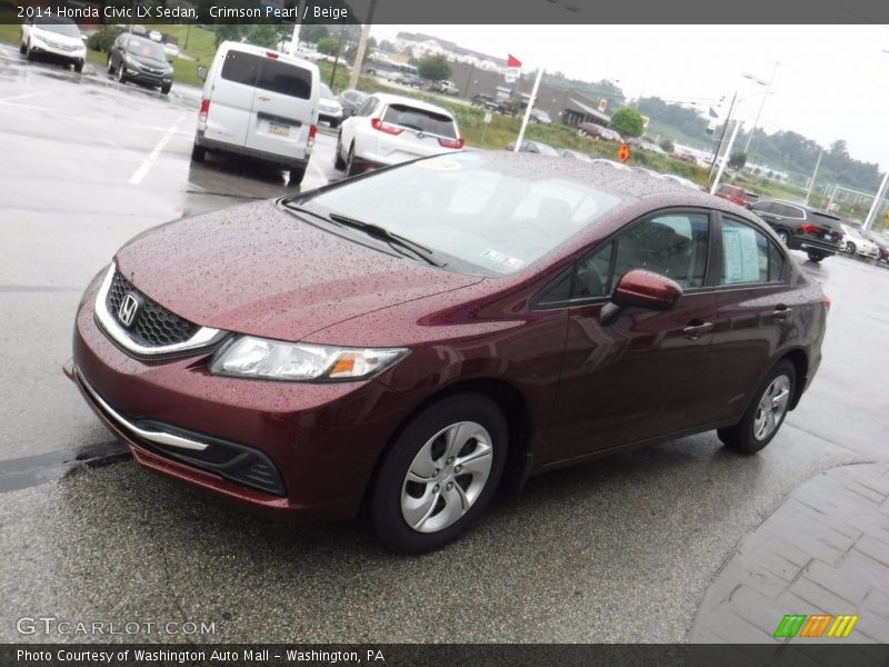 Crimson Pearl / Beige 2014 Honda Civic LX Sedan