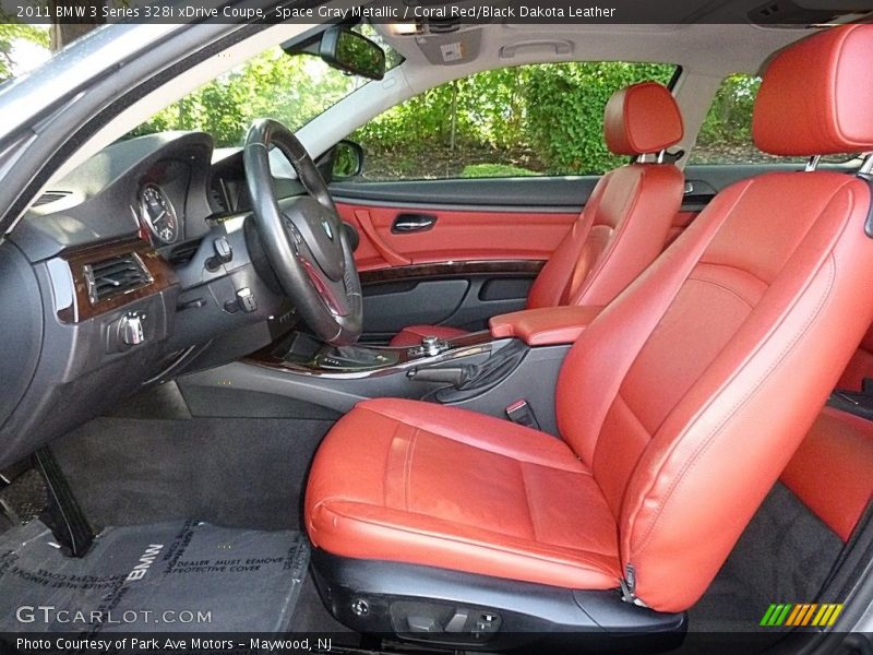 Space Gray Metallic / Coral Red/Black Dakota Leather 2011 BMW 3 Series 328i xDrive Coupe