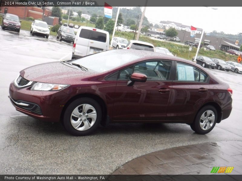 Crimson Pearl / Beige 2014 Honda Civic LX Sedan