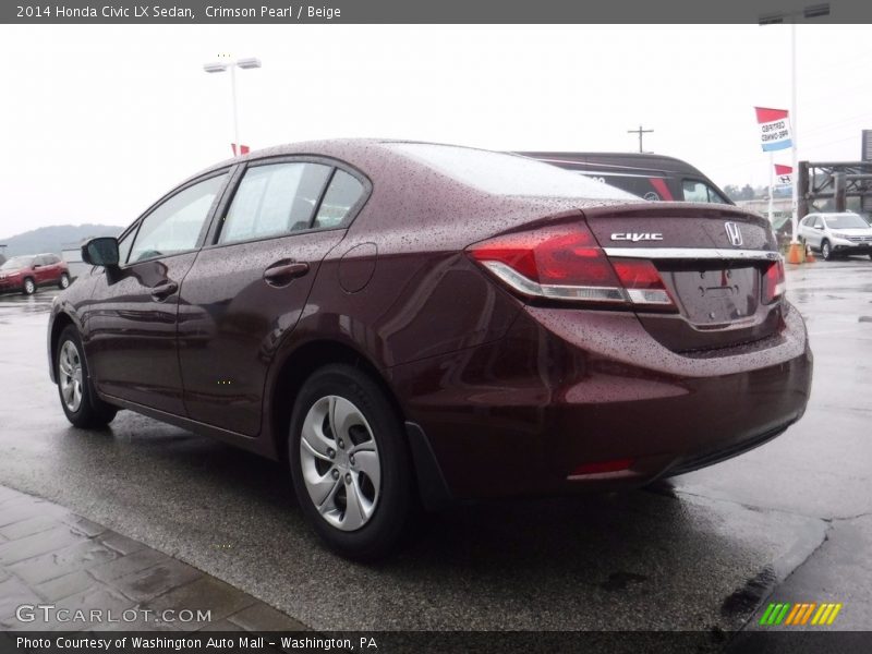 Crimson Pearl / Beige 2014 Honda Civic LX Sedan