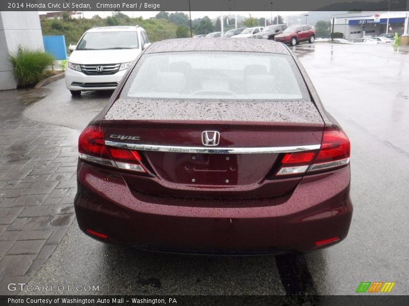 Crimson Pearl / Beige 2014 Honda Civic LX Sedan