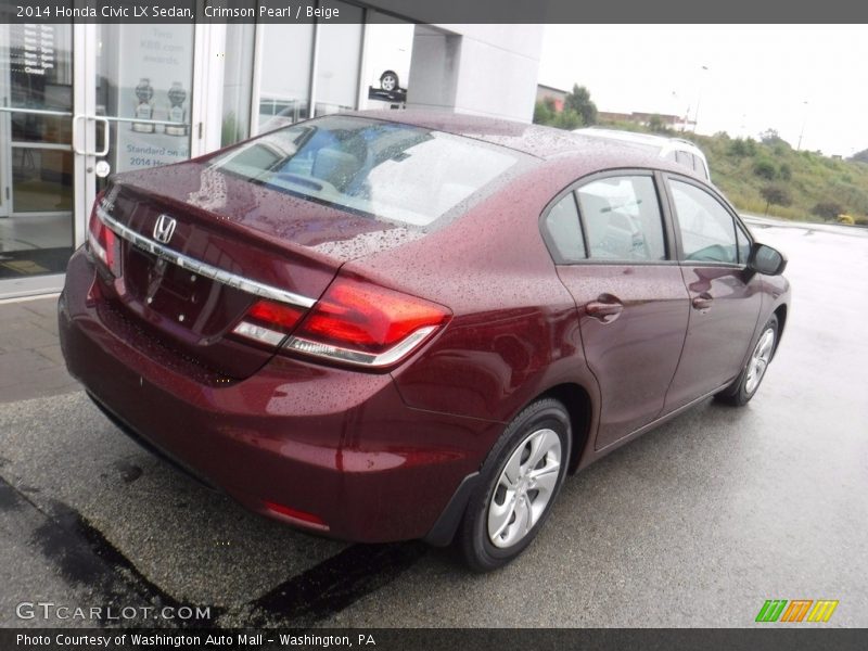 Crimson Pearl / Beige 2014 Honda Civic LX Sedan