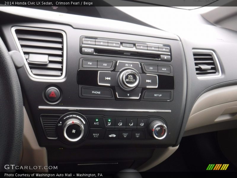 Crimson Pearl / Beige 2014 Honda Civic LX Sedan