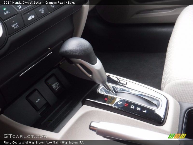 Crimson Pearl / Beige 2014 Honda Civic LX Sedan