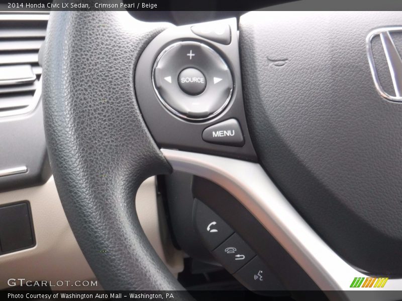 Crimson Pearl / Beige 2014 Honda Civic LX Sedan