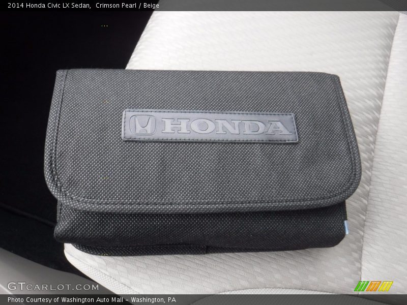 Crimson Pearl / Beige 2014 Honda Civic LX Sedan