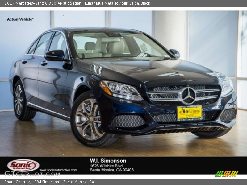 Lunar Blue Metallic / Silk Beige/Black 2017 Mercedes-Benz C 300 4Matic Sedan