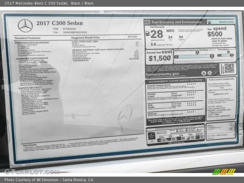 Black / Black 2017 Mercedes-Benz C 300 Sedan