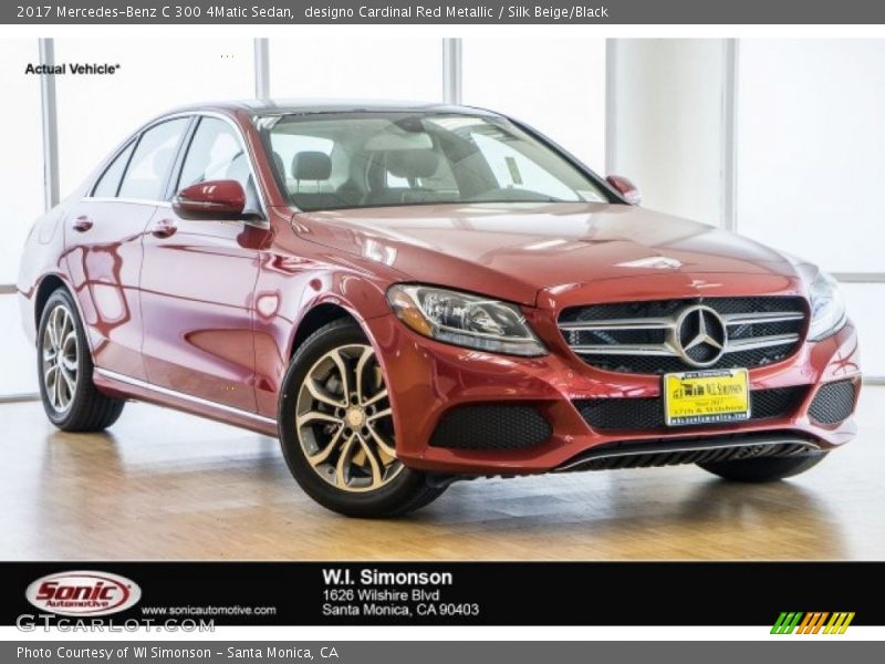 designo Cardinal Red Metallic / Silk Beige/Black 2017 Mercedes-Benz C 300 4Matic Sedan