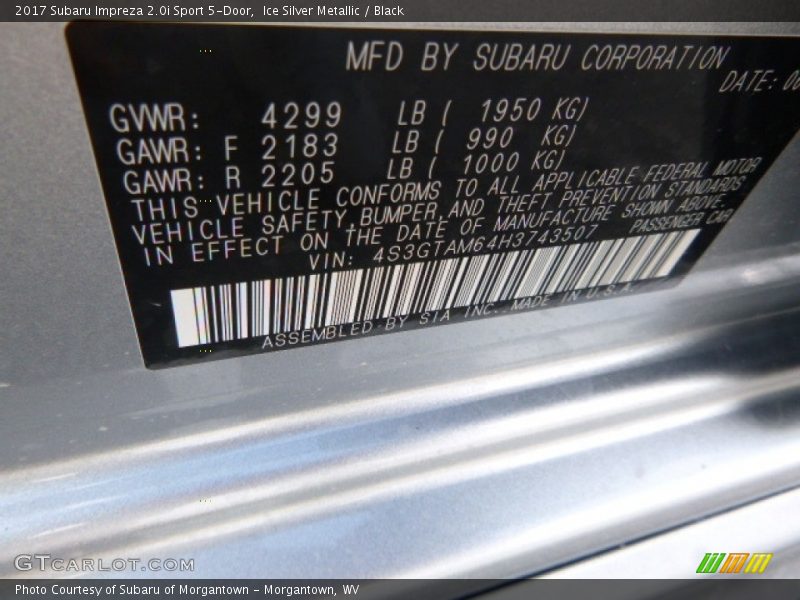 Ice Silver Metallic / Black 2017 Subaru Impreza 2.0i Sport 5-Door