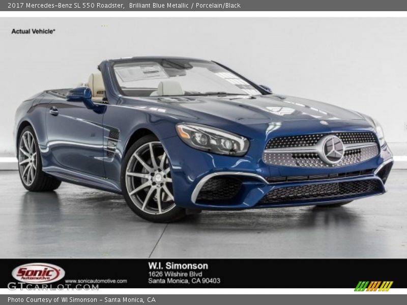 Brilliant Blue Metallic / Porcelain/Black 2017 Mercedes-Benz SL 550 Roadster