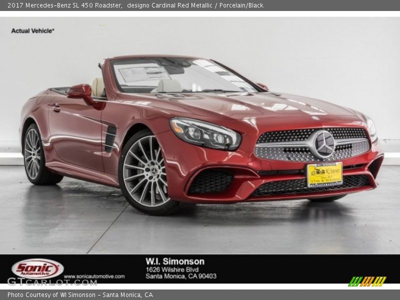 designo Cardinal Red Metallic / Porcelain/Black 2017 Mercedes-Benz SL 450 Roadster