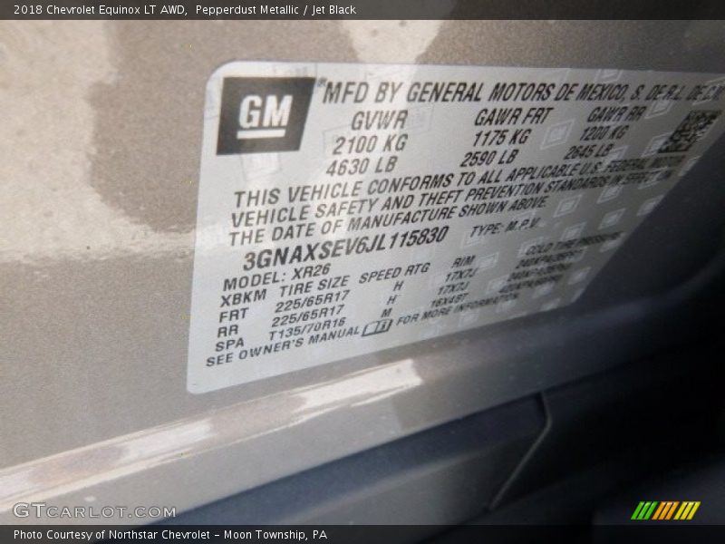Pepperdust Metallic / Jet Black 2018 Chevrolet Equinox LT AWD
