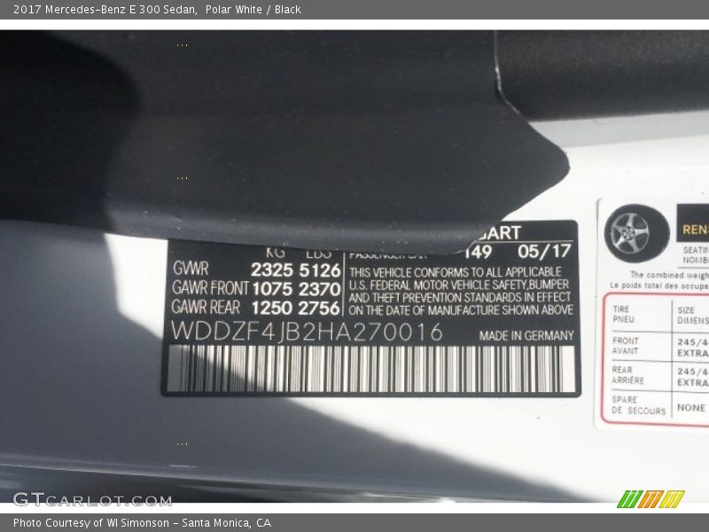 Polar White / Black 2017 Mercedes-Benz E 300 Sedan