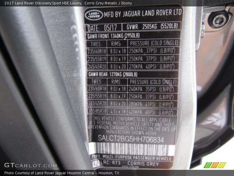Corris Grey Metallic / Ebony 2017 Land Rover Discovery Sport HSE Luxury