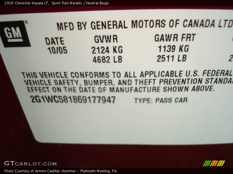 Sport Red Metallic / Neutral Beige 2006 Chevrolet Impala LT