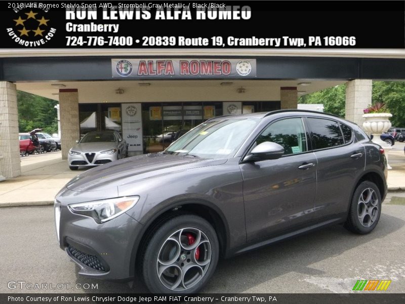 Stromboli Gray Metallic / Black/Black 2018 Alfa Romeo Stelvio Sport AWD