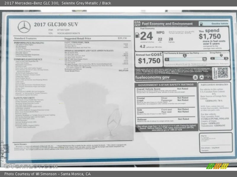 Selenite Grey Metallic / Black 2017 Mercedes-Benz GLC 300