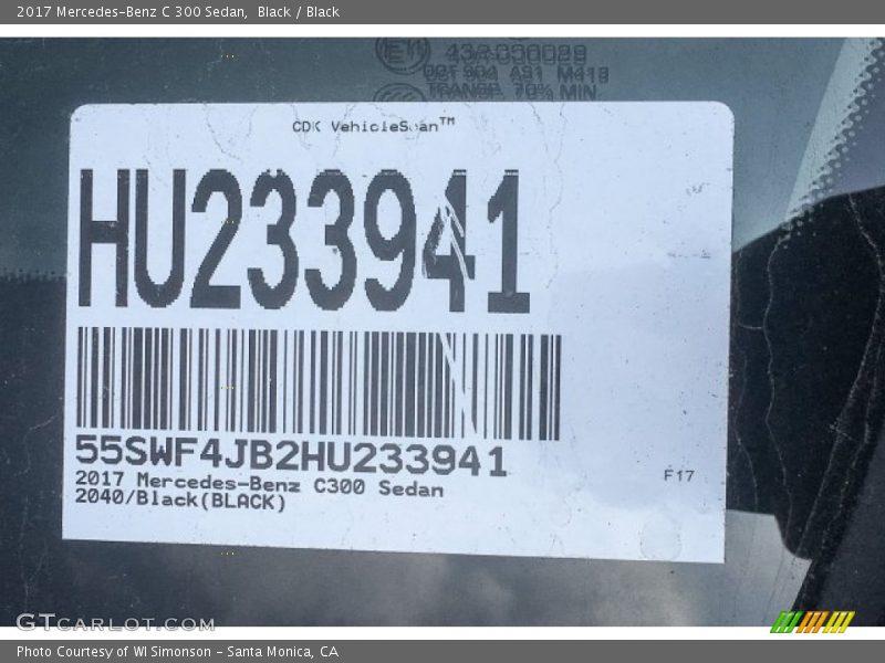 Black / Black 2017 Mercedes-Benz C 300 Sedan
