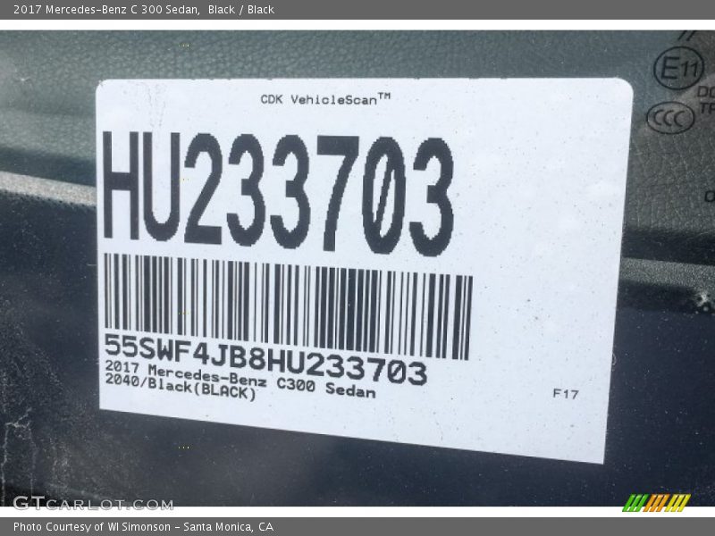 Black / Black 2017 Mercedes-Benz C 300 Sedan
