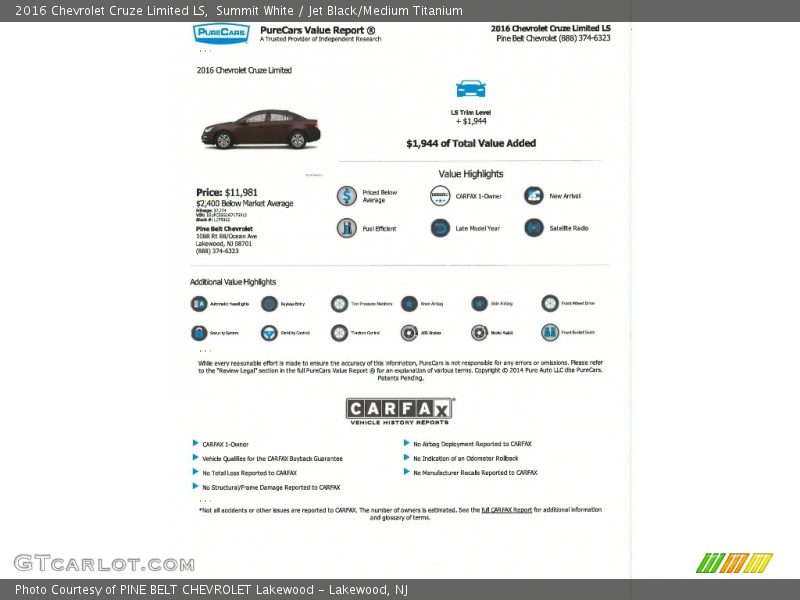 Summit White / Jet Black/Medium Titanium 2016 Chevrolet Cruze Limited LS