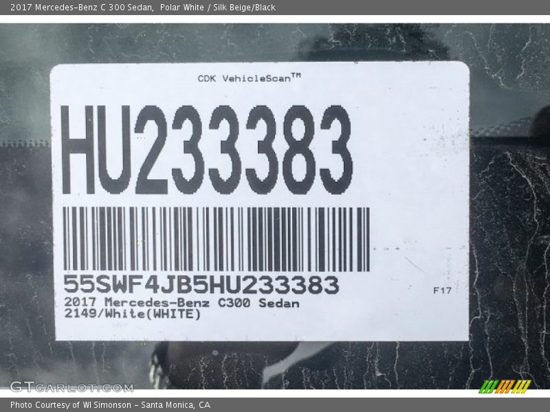 Polar White / Silk Beige/Black 2017 Mercedes-Benz C 300 Sedan