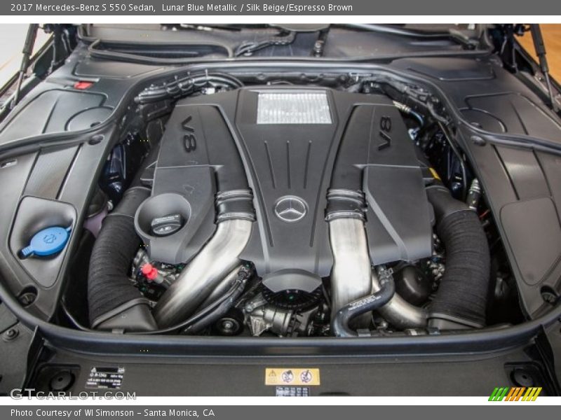 Lunar Blue Metallic / Silk Beige/Espresso Brown 2017 Mercedes-Benz S 550 Sedan
